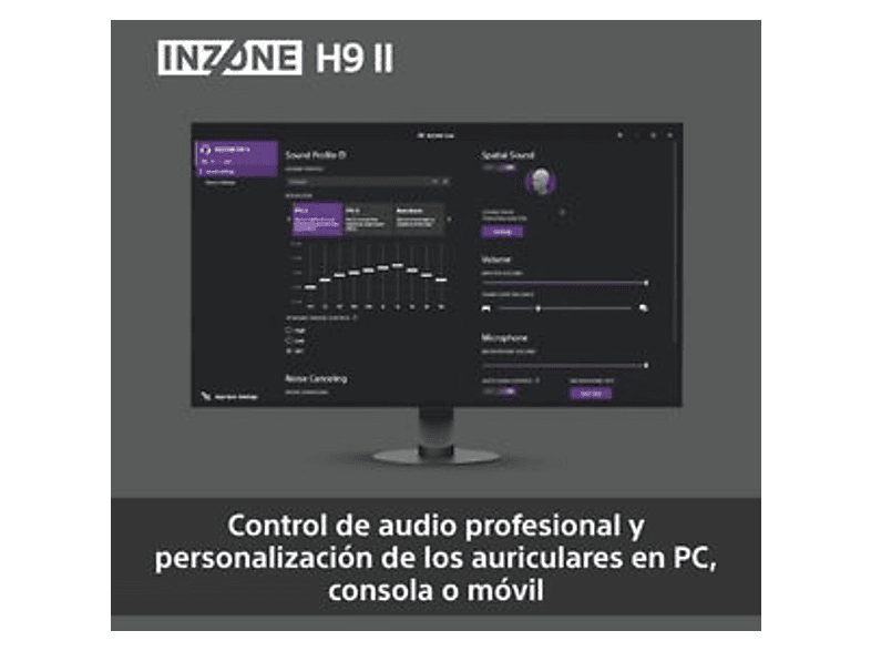 Auriculares gaming - Sony INZONE H9 II, Inalámbricos, Noise Cancelling, Fnatic, Micrófono, IA, 30h, Bluetooth/LE/2,4 GHz, Ligeros, PC, WHG910N, Blanco — foto 9