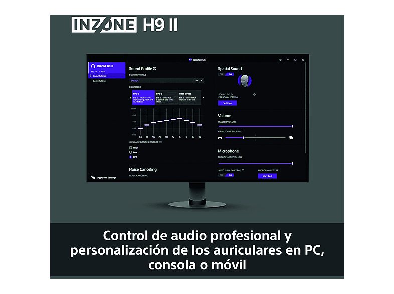 Auriculares gaming - Sony INZONE H9 II, Inalámbricos, Noise Cancelling, Fnatic, Micrófono, IA, 30h, Bluetooth/LE/2,4 GHz, Ligeros, PC, WHG910N, Negro — foto 10