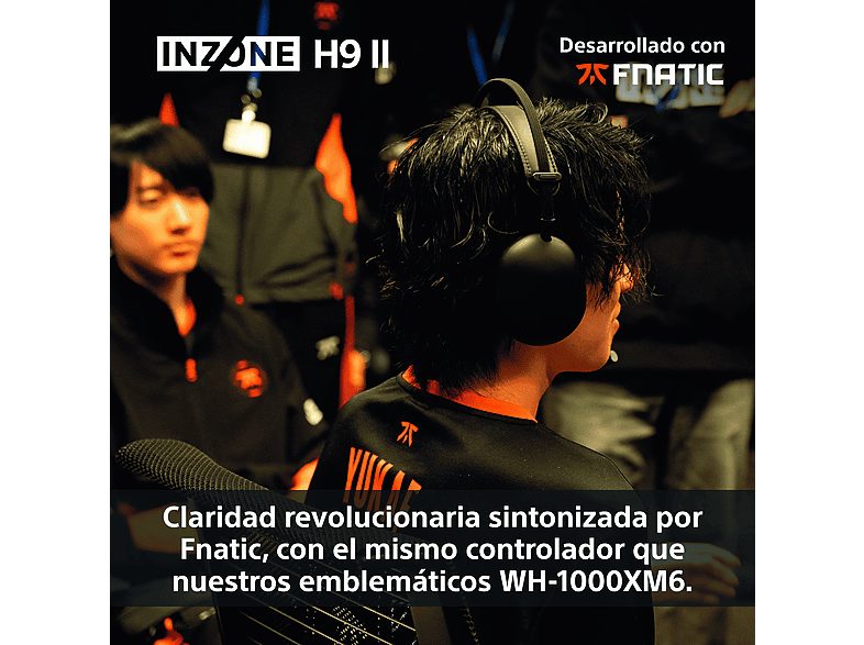Auriculares gaming - Sony INZONE H9 II, Inalámbricos, Noise Cancelling, Fnatic, Micrófono, IA, 30h, Bluetooth/LE/2,4 GHz, Ligeros, PC, WHG910N, Negro — foto 3