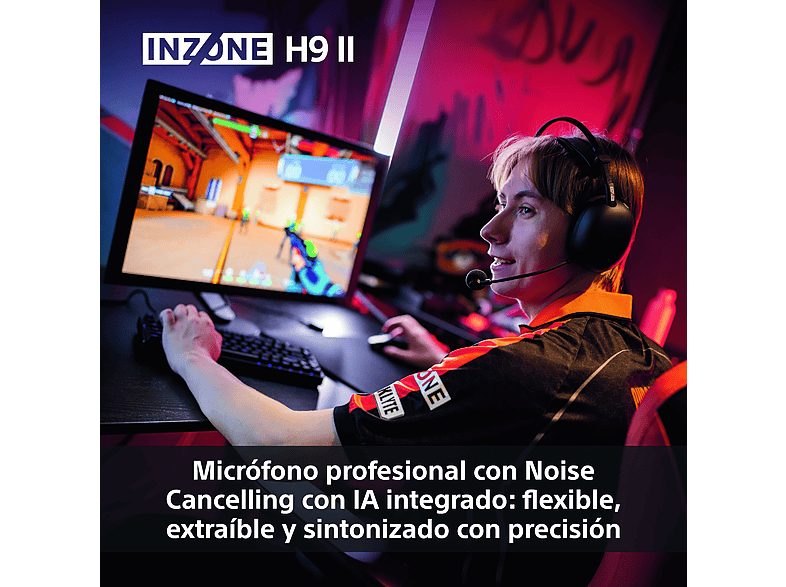 Auriculares gaming - Sony INZONE H9 II, Inalámbricos, Noise Cancelling, Fnatic, Micrófono, IA, 30h, Bluetooth/LE/2,4 GHz, Ligeros, PC, WHG910N, Negro — foto 7