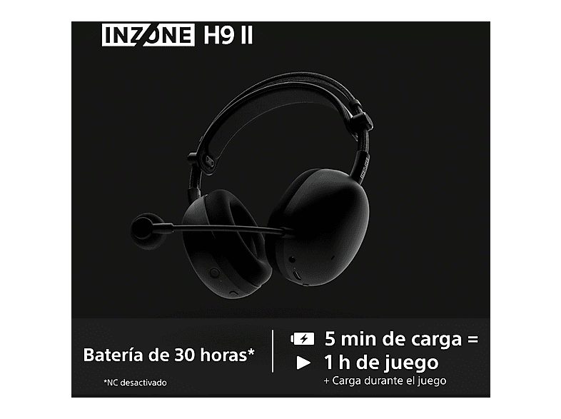 Auriculares gaming - Sony INZONE H9 II, Inalámbricos, Noise Cancelling, Fnatic, Micrófono, IA, 30h, Bluetooth/LE/2,4 GHz, Ligeros, PC, WHG910N, Negro — foto 9