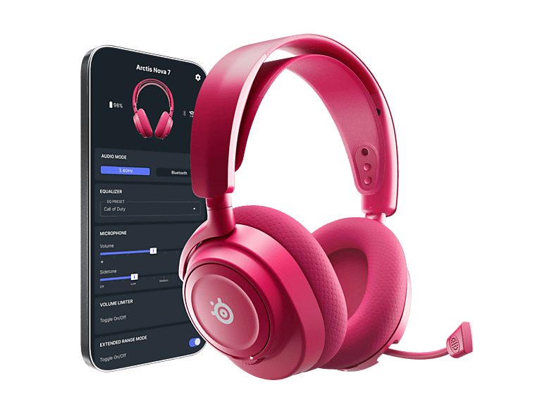 Auriculares gaming - SteelSeries Arctis Nova 7 Gen 2, +50h Autonomía, 2,4 GHz inalámbrico + Bluetooth, Magenta — foto 2