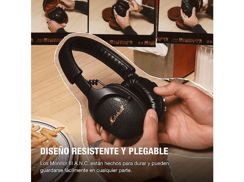 Auriculares inalámbricos - Marshall Monitor III A.N.C., Circumaurales, Bluetooth 5.3, Cancelación de ruido, 100h Autonomía, Plegables, Negro — foto 5
