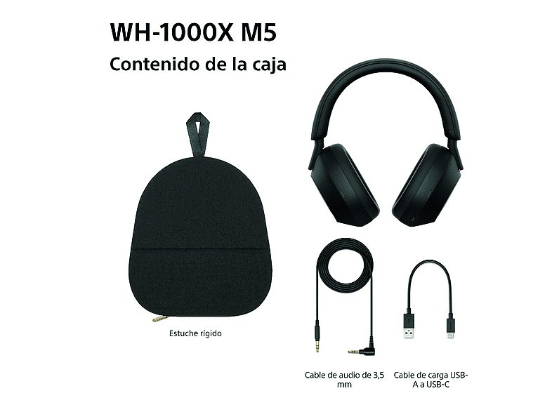 Auriculares inalámbricos - Sony WH-1000XM5B, Estuche rígido, Cancelación ruido, 30h, Hi-Res, Carga Rápida, Llamada Nítida, Bluetooth, Diadema, Negro — foto 13