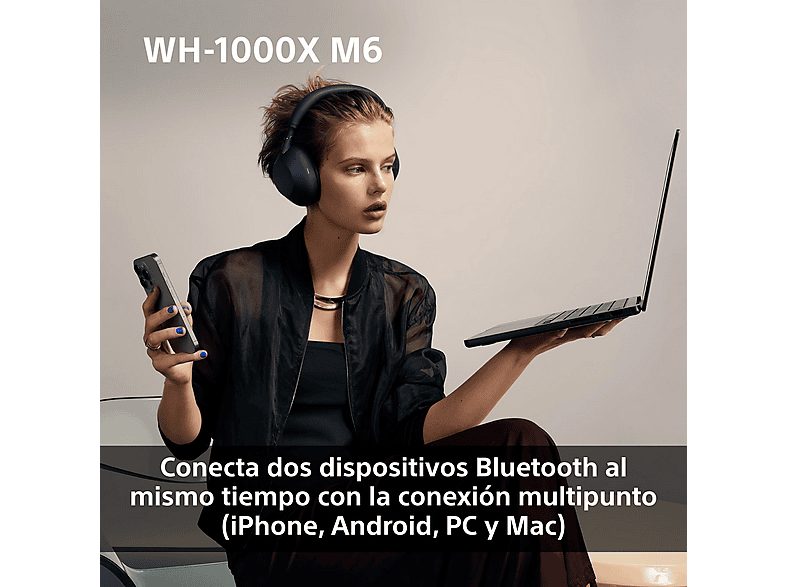 Auriculares inalámbricos - Sony WH-1000XM6, Cancelación ruido, 30h Autonomía, Hi-Res, Carga Rápida, Cómodo, Plegable, iOS/Android, Azul — foto 10