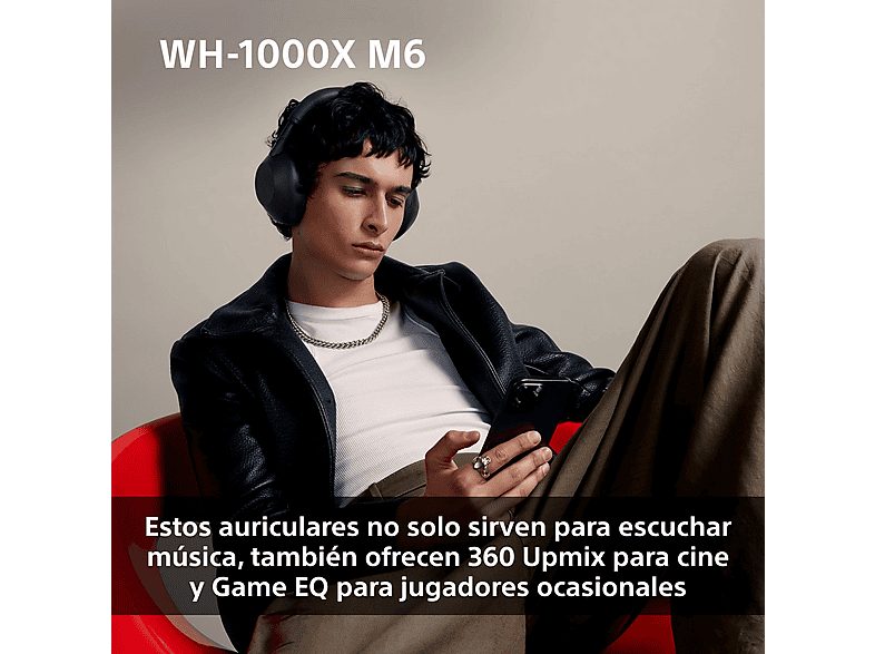 Auriculares inalámbricos - Sony WH-1000XM6, Cancelación ruido, 30h Autonomía, Hi-Res, Carga Rápida, Cómodo, Plegable, iOS/Android, Plata — foto 8