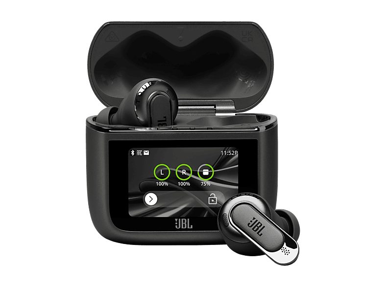 Auriculares True Wireless - JBL Tour Pro 3, Sonido espacial 360, Cancelación de ruido adaptativa, 40 h, Estuche con pantalla, asistente de voz, Negro