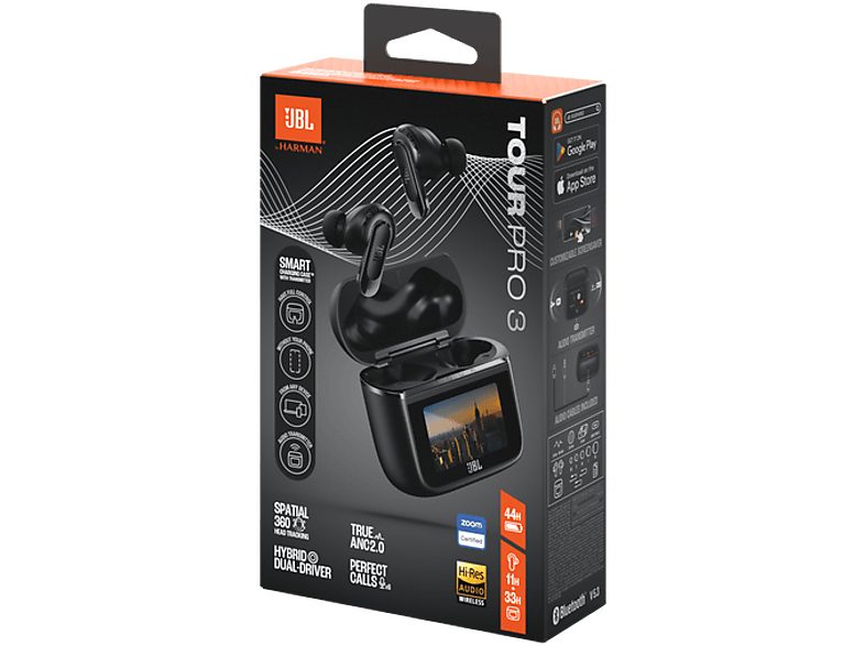 Auriculares True Wireless - JBL Tour Pro 3, Sonido espacial 360, Cancelación de ruido adaptativa, 40 h, Estuche con pantalla, asistente de voz, Negro — foto 7