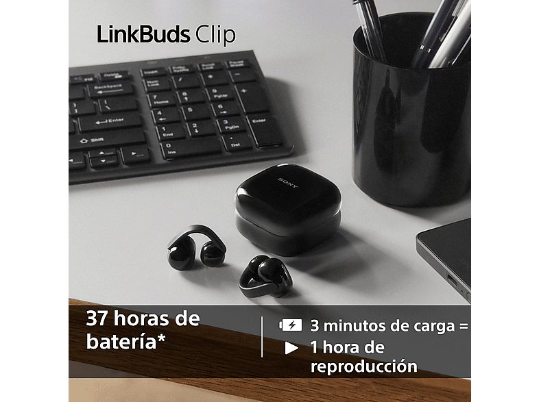 Auriculares True Wireless - Sony LinkBuds Clip, Estilo abierto, 3 modos de escucha, IPX4, Llamadas nítidas, 37 horas, IA, Táctil, iOS/Android, Beige — foto 9