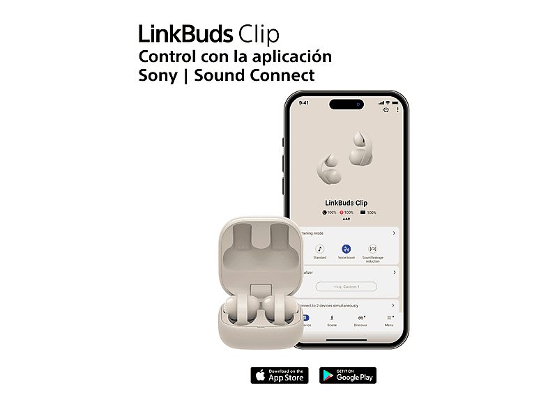 Auriculares True Wireless - Sony LinkBuds Clip, Estilo abierto, 3 modos de escucha, IPX4, Llamadas nítidas, 37 horas, IA, Táctil, iOS/Android, Lavanda — foto 10