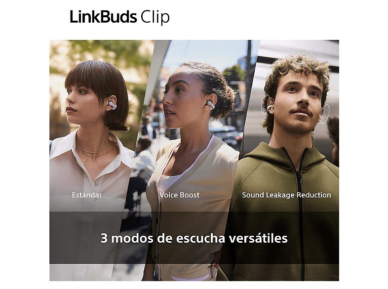 Auriculares True Wireless - Sony LinkBuds Clip, Estilo abierto, 3 modos de escucha, IPX4, Llamadas nítidas, 37 horas, IA, Táctil, iOS/Android, Lavanda — foto 5