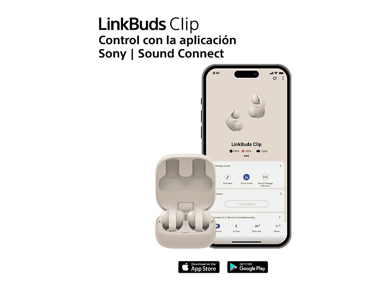 Auriculares True Wireless - Sony LinkBuds Clip, Estilo abierto, 3 modos de escucha, IPX4, Llamadas nítidas, 37 horas, IA, Táctil, iOS/Android, Negro — foto 10