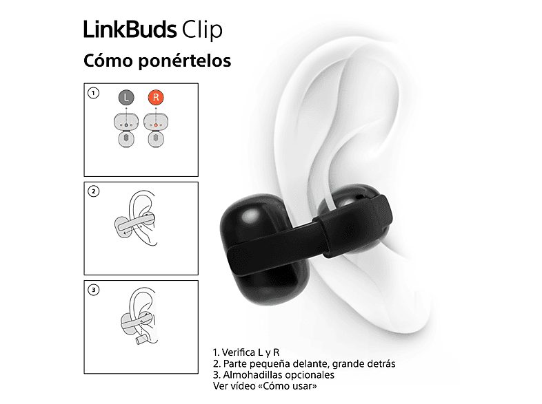 Auriculares True Wireless - Sony LinkBuds Clip, Estilo abierto, 3 modos de escucha, IPX4, Llamadas nítidas, 37 horas, IA, Táctil, iOS/Android, Negro — foto 13