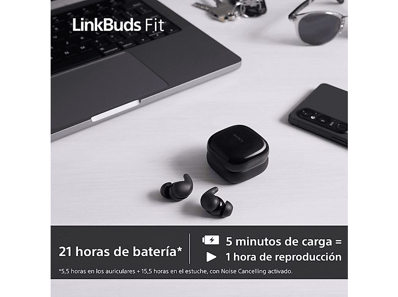 Auriculares True Wireless - Sony LinkBuds Fit, Cancelación de ruido (Noise Cancelling), Bluetooth, HiRes, 21 horas, iOS y Android, Google, IPX4, Verde — foto 10