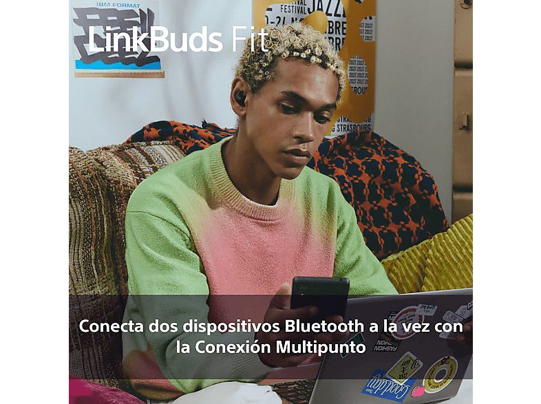 Auriculares True Wireless - Sony LinkBuds Fit, Cancelación de ruido (Noise Cancelling), Bluetooth, HiRes, 21 horas, iOS y Android, Google, IPX4, Verde — foto 5