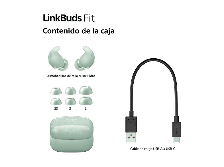 Auriculares True Wireless - Sony LinkBuds Fit, Cancelación de ruido (Noise Cancelling), Bluetooth, HiRes, 21 horas, iOS y Android, Google, IPX4, Verde — foto 9