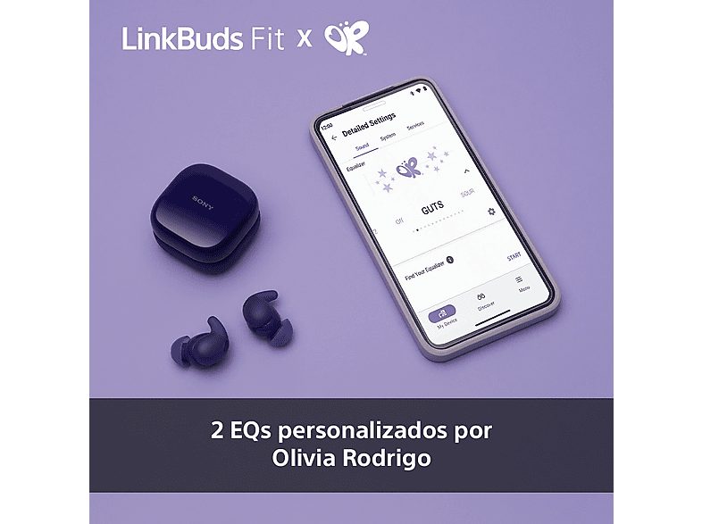 Auriculares True Wireless - Sony LinkBuds Fit, Cancelación de ruido (Noise Cancelling), Bluetooth, HiRes, 21 horas, iOS y Android, Google, IPX4,Morado — foto 3
