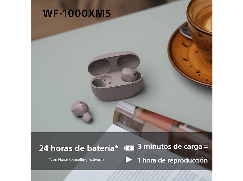 Auriculares True Wireless - Sony WF1000XM5P, Cancelación de ruido (Noise Cancelling), Hi-Res, Google assistant, Alexa, Siri, 24 horas, IPX4, Rosa — foto 6