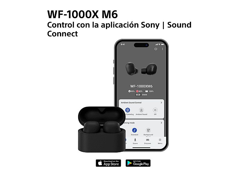 Auriculares True Wireless - Sony WF1000XM6, Cancelación de ruido (ANC), Hi-Res, Bluetooth, Llamadas nítidas, 24 horas, IPX4, iOS/Android, Plata — foto 9