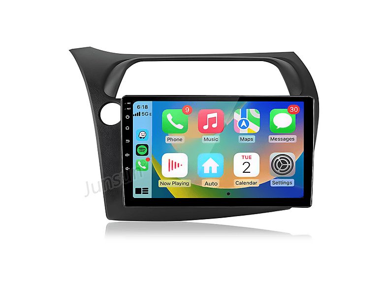 JUNSUN Autorradio  - 2 DIN Honda Civic Hatchback (2007-2012) CARPLAY Android Auto 128GB JUNSUN, 9 "", 2*USB 1*RCA, black