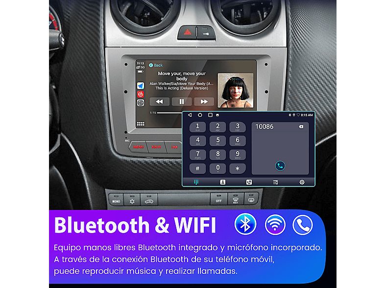 Autorradio  - 2 DIN para Alfa Romeo Mito (2008-2019) Carplay Android Auto 64GB JUNSUN, 7 "", 2*USB, Plateado/gris — foto 11