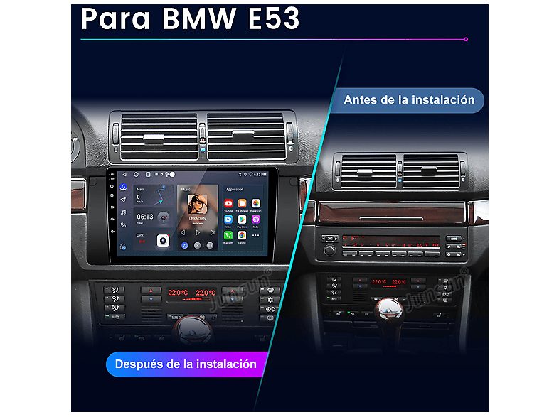 Autorradio  - 2 DIN Para BMW E46 3er (1998-2006) Carplay Android Auto GPS 64GB JUNSUN, 9 "", 2*USB, black — foto 2