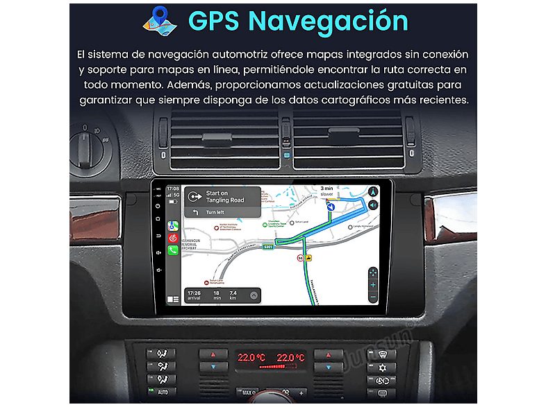 Autorradio  - 2 DIN Para BMW E46 3er (1998-2006) Carplay Android Auto GPS 64GB JUNSUN, 9 "", 2*USB, black — foto 5