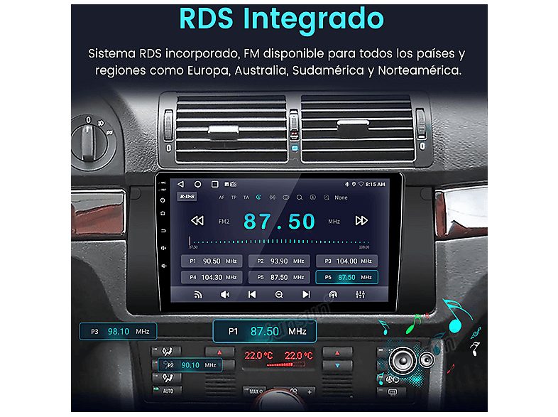 Autorradio  - 2 DIN Para BMW E46 3er (1998-2006) Carplay Android Auto GPS 64GB JUNSUN, 9 "", 2*USB, black — foto 7