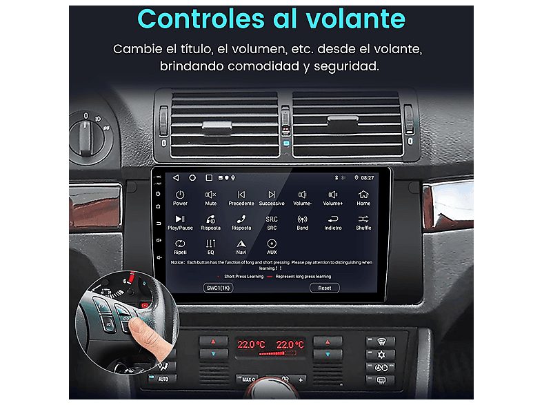 Autorradio  - 2 DIN Para BMW E46 3er (1998-2006) Carplay Android Auto GPS 64GB JUNSUN, 9 "", 2*USB, black — foto 9