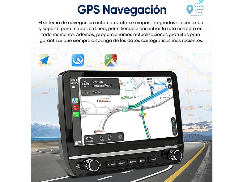 Autorradio  - 2 DIN Para Citroen Berlingo 2 B9/ Peugeot Partner 2008-2019 Carplay Android Auto 64GB JUNSUN, 10,1 "", 2*USB, black — foto 4