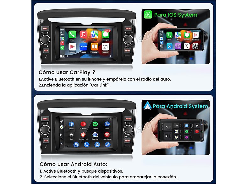 Autorradio  - 2 DIN para Lancia Ypsilon 2012-2020 CARPLAY Android Auto 2+64GB JUNSUN, 6,2 "", 2*USB, black — foto 5