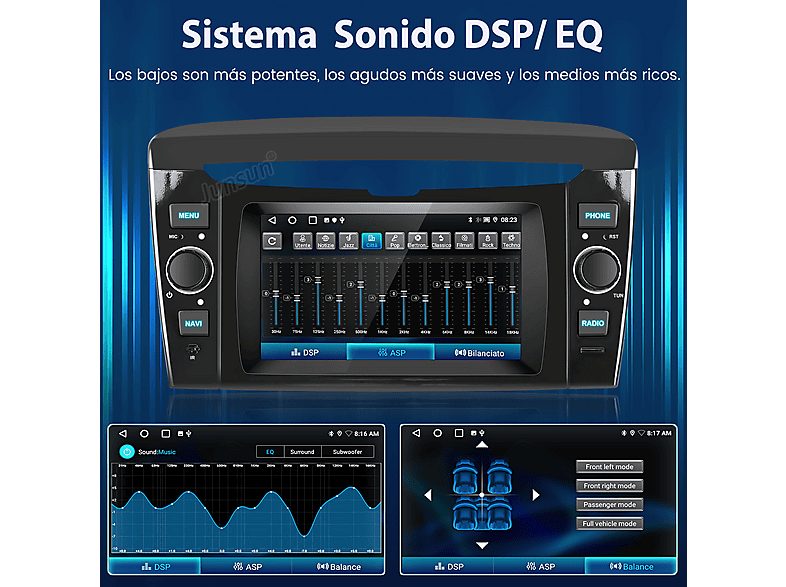 Autorradio  - 2 DIN para Lancia Ypsilon 2012-2020 CARPLAY Android Auto 2+64GB JUNSUN, 6,2 "", 2*USB, black — foto 7