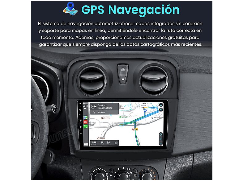 Autorradio  - 2 DIN Para Logan 2 / Sandero 2  (2012-2019) Carplay Android Auto 64GB JUNSUN, 9 "", 2*USB, Black — foto 4