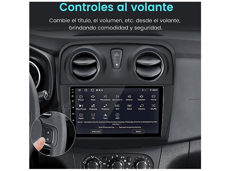 Autorradio  - 2 DIN Para Logan 2 / Sandero 2  (2012-2019) Carplay Android Auto 64GB JUNSUN, 9 "", 2*USB, Black — foto 6