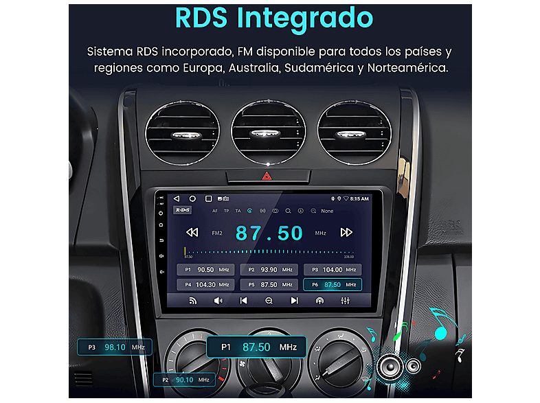 Autorradio  - 2 DIN para Mazda CX-7 2008-2015 Carplay Android Auto 64GB JUNSUN, 9 "", 2*USB, black — foto 11
