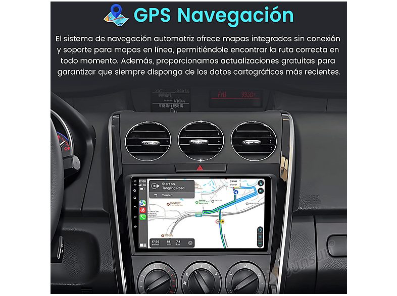 Autorradio  - 2 DIN para Mazda CX-7 2008-2015 Carplay Android Auto 64GB JUNSUN, 9 "", 2*USB, black — foto 4