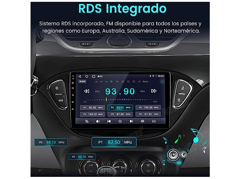 Autorradio  - 2 DIN para Opel Adam Corsa E Carplay Android Auto 64GB JUNSUN, 9 "", 2*USB, Negro — foto 7