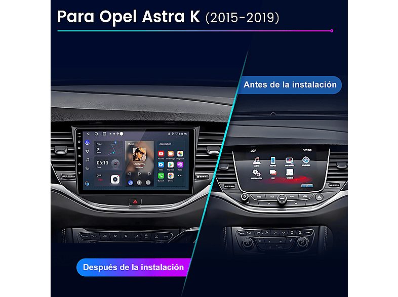 Autorradio  - 2 DIN para Opel Astra K 2015-2019 Carplay Android Auto 64GB JUNSUN, 9 "", 2*USB, black — foto 2