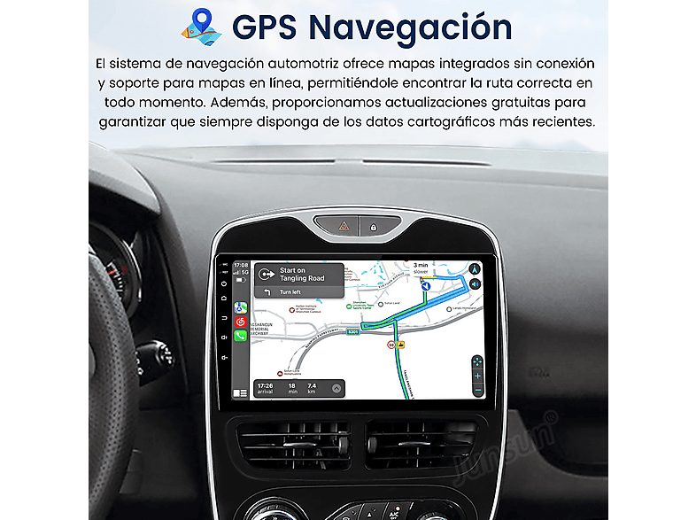 Autorradio  - 2 DIN para Renault Clio 4 (2012-2016) Carplay Android Auto 64GB JUNSUN, 10,1 "", 2*USB, black — foto 4