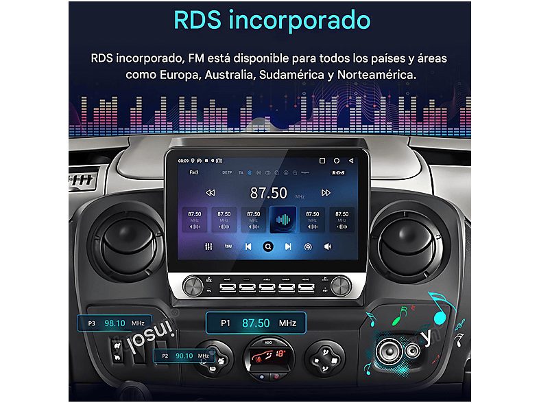 Autorradio  - 2 DIN para Renault Master 3/Opel Movano B/Nissan NV400 2010~2018 Carplay Android Auto 1+32GB JUNSUN, 10,1 "", 2*USB, black — foto 11