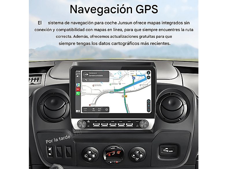 Autorradio  - 2 DIN para Renault Master 3/Opel Movano B/Nissan NV400 2010~2018 Carplay Android Auto 1+32GB JUNSUN, 10,1 "", 2*USB, black — foto 4