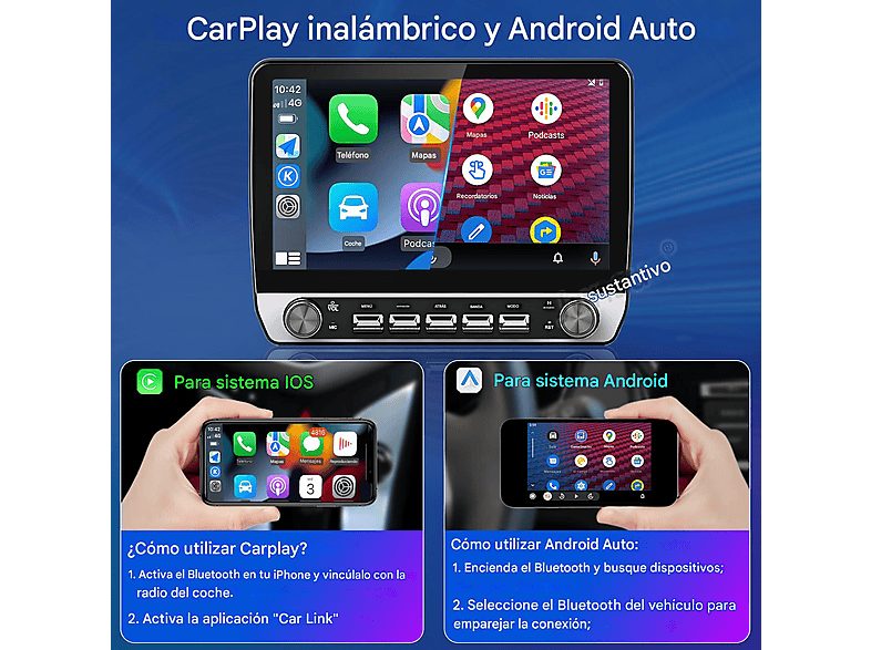 Autorradio  - 2 DIN para Renault Master 3/Opel Movano B/Nissan NV400 2010~2018 Carplay Android Auto 1+32GB JUNSUN, 10,1 "", 2*USB, black — foto 5