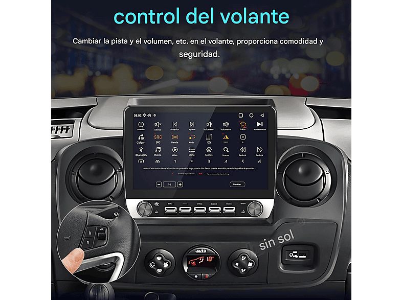 Autorradio  - 2 DIN para Renault Master 3/Opel Movano B/Nissan NV400 2010~2018 Carplay Android Auto 1+32GB JUNSUN, 10,1 "", 2*USB, black — foto 6