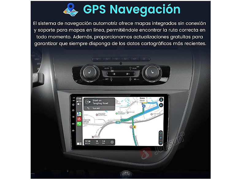 Autorradio  - 2 DIN para Seat Leon 2005-2012 CARPLAY Android Auto 2+64GB JUNSUN, 9 "", 2*USB, black — foto 4