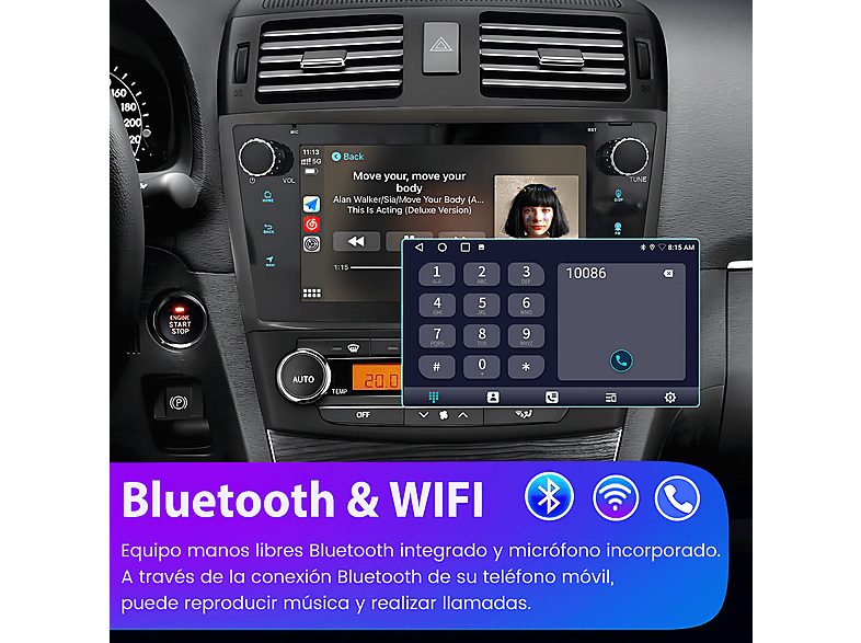 Autorradio  - 2 DIN para Toyota Avensis 2008-2015 Carplay Android Auto 64GB JUNSUN, 7 "", 2*USB, black — foto 10