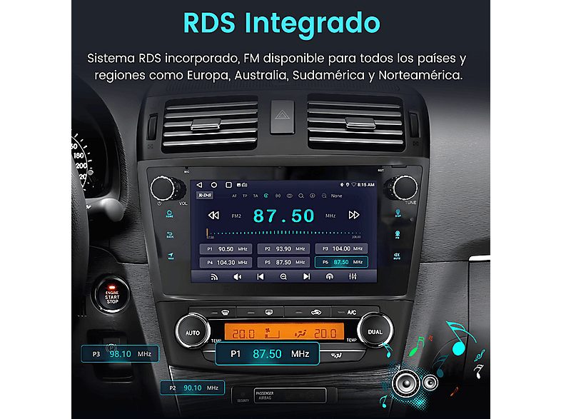 Autorradio  - 2 DIN para Toyota Avensis 2008-2015 Carplay Android Auto 64GB JUNSUN, 7 "", 2*USB, black — foto 11