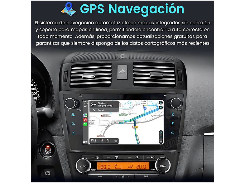 Autorradio  - 2 DIN para Toyota Avensis 2008-2015 Carplay Android Auto 64GB JUNSUN, 7 "", 2*USB, black — foto 4