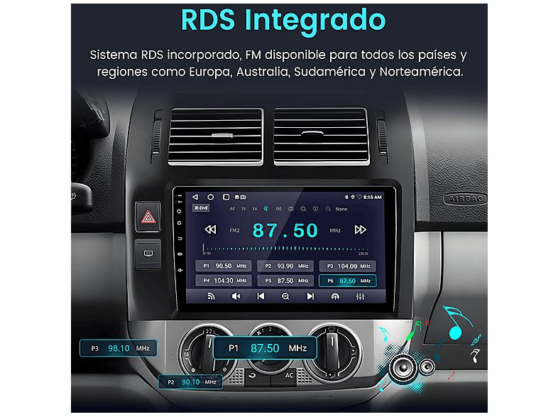 Autorradio  - 2 DIN para Volkswagen Polo 2001-2009 CARPLAY Android Auto 64GB JUNSUN, 9 "", 2USB, black — foto 11