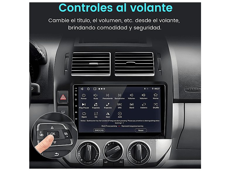 Autorradio  - 2 DIN para Volkswagen Polo 2001-2009 CARPLAY Android Auto 64GB JUNSUN, 9 "", 2USB, black — foto 6