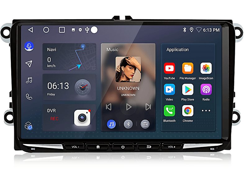JUNSUN Autorradio  - 2 DIN para VW GOLF 5 6 Touran Tiguan CARPLAY Android Auto 6+128GB JUNSUN, 9 "", 2*USB, black